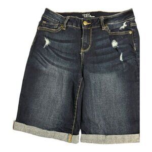 Time And True‎ Womens Jean Shorts Blue Medium Wash Cuffed Hem size  6 Mid RisE